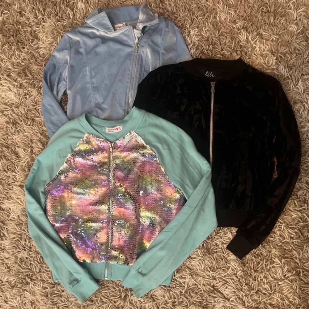 Set of 3 Big Girl’s Dressy Zip Up Jackets Size Large XLarge 12 14 Excellent Use